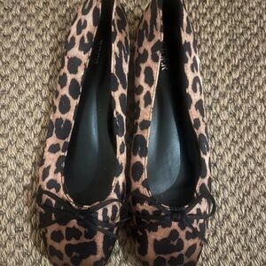 Cider Animal Print Flats with Black Bow